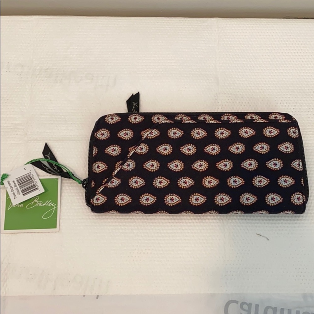 Vera Bradley Travel Organizer Wallet Black Print